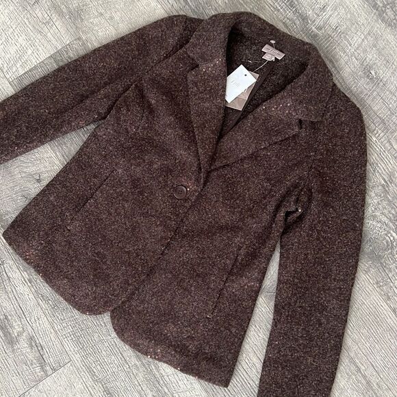 J.Jill 12% wool brown sequins blazer jacket NWT Sz XS petite - Picture 12 of 12